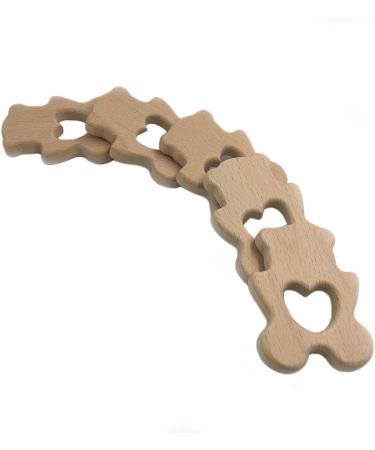 Wendysun 10pcs Cartoon Wood Teether - Natural Animal Bear Shape Baby Teething Toy - Buy Online on GoSupps.com