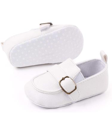MASOCIO Baby Boys Moccasin Shoes | Soft Sole Anti-Slip Flats for Infant First Walking | 0-6 Months (White) - Buy Online on GoSupps.com