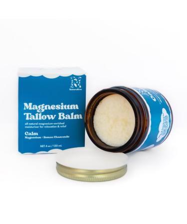 Naturallow Magnesium Balm for Sleep & Muscle Relief | Non-Greasy Topical Magnesium Chloride with Grass-Fed Tallow Roman Chamomile & Jojoba | All-Natural Relaxation & Recovery Balm