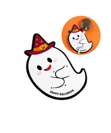 Amosfun Halloween Lollipop Decoration 50pcs Lollipop Pencil Caps Message Card Packaging Decoration Card Halloween Candy Wrapping Card Paper Card Tooth Charms Pumpkin Decorative Card
