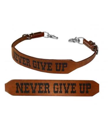 Showman Never Give Up Branded Stamped Horse Size Leather Wither Strap Adusts 27"-24"