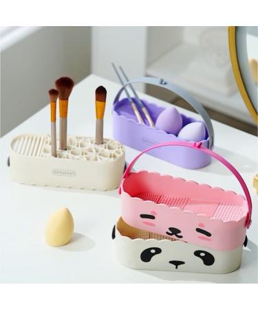 White Panda Makeup Brush Cleaner Mat & Bowl - Silicone Tool for Washing & Drying Cosmetics - Buy Online on GoSupps.com
