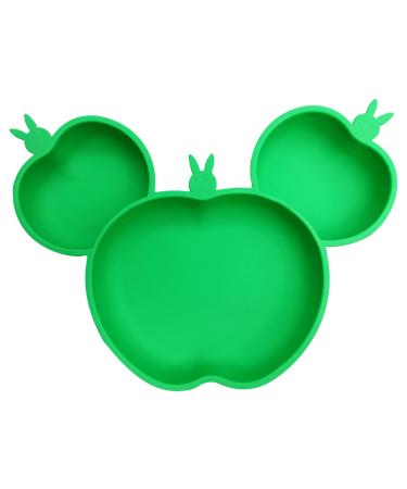 URONNFIT Baby Plates with Suction BPA Free Food Grade Silicone Suction Plates for Babies Self-Feeding Baby Plates for Toddlers Microwave and Dishwasher Safe Suction Plates for Toddlers (Green)