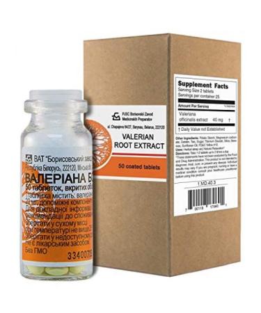 Valerian Extract (50 Tablets ) / Individually Packed in a Bottle (50 Tablets in a Bottle) Made in Belarus