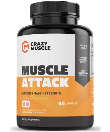 Crazy Muscle Powerful Keto Friendly DHEA Supplement: Muscle Attack is a Booster for Men and Women to Increase & Maintain Test Levels and Prevents Side Effects - Bodybuilding Supplements - 90 Tablets