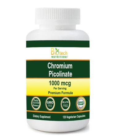 Biotech Nutritions Chromium Picolinate 1000 MCG Serving 120 Vegetable Capsules
