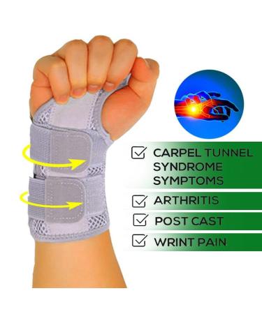 Left Wrist Brace for Carpal Tunnel | Adjustable Compression Sleeve for Pain Relief & Support | Suitable for Arthritis Tendonitis & Sports | Large/X-Large - Gray - Buy Online on GoSupps.com