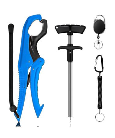 Auphrosyne Fish Hook Remover Squeeze Fish Lip Gripper Fishing Pliers with Fishing Hool Separator Tools Floating Fish Gripper Combo Kit Blue 9"