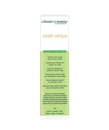 Clean + Easy Medium Cloth Strips for Hair Removal, Wax Strips For Legs & Bikini Waxing, Mess-free and Ready-to-Use, For Salon and At-Home Treatment, for all Skin Types, Pre-cut 1 1/4" x 5" | 100 pcs. Medium (Pack of 1)