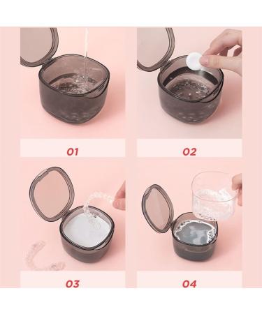 Denture Case with Strainer & Brush | Retainer Cleaning Box & Cup Set - Pink - Buy Online on GoSupps.com