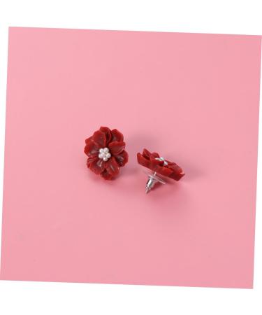 CALLARON 1pair Earrings Symmetrical Ear Rings Resin Ear Rings The Flowers White Miss Medium Red - Buy Online on GoSupps.com