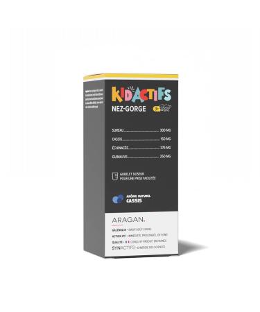 ARAGAN Synactif Kidactif Children's Nose Throat - Comfort of the Throat, Respiratory Well-Being - Elderberry, Blackcurrant, Echinacea, Marshmallow - Syrup 125 ml - From 3 years - 12 to 25 days - Made