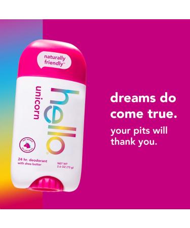 Hello Unicorn Aluminum Free Deodorant for Women Girls Safe for Kids 2 Pack and Hello Lavender Vanilla Vegan Deodorant for Women and Men 2.6 oz Stick - Buy Online on GoSupps.com
