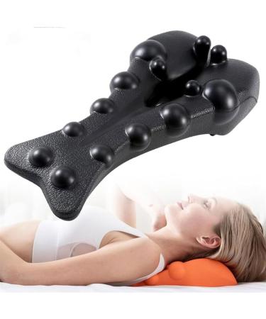 Trapezius trigger point massage device back extension neck pillow for neck and shoulder relaxation-upper back massage point tmj pain relief cervical vertebrae levator pain black