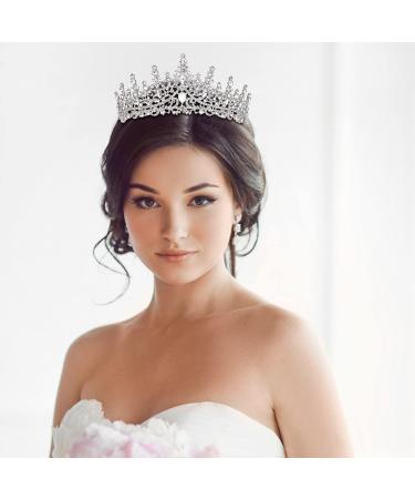 Tobatoba Silver Wedding Tiara for Women - Crystal Tiaras & Crowns for Bride - Royal Queen Crown Headband for Birthday, Prom & Pageant - Buy Online on GoSupps.com