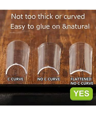 gootrades 500Pcs Flattened XXL Square Nail Tips - Clear Half Cover Tapered Straight Tips for Acrylic Nails - 10 Sizes in Storage Box - Buy Online on GoSupps.com