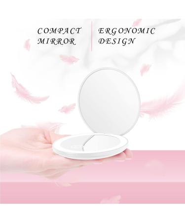 YUEARN LED Compact Mirror with Dimmable Lights, Double Sided 1/10x Magnification, Type-C Charging - Travel Makeup Mirror for Handbag - Buy Online on GoSupps.com