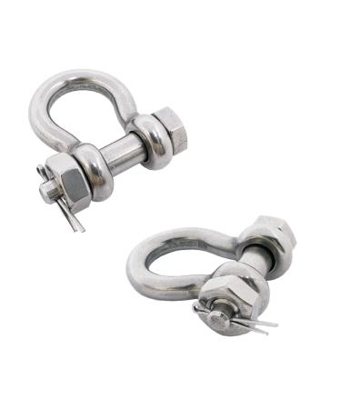 SHENGHUISS 2 Pack 5/16 Inch, 3/8 Inch,1/2 Inch (3 Sizes) Bow Shackle Stainless Steel 316 D Ring Shackle Bolt Type Forged Marine Hardware 5/16 inch (8mm)