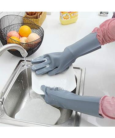 iwobi Magic Dishwashing Gloves Reusable Silicone Gloves Heat Resistant Scrubbing Gloves for Dishes Fruits Pet Hair Care - Buy Online on GoSupps.com
