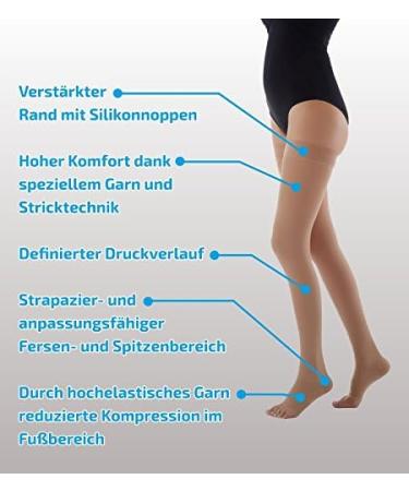 Buy Thigh High Compression Stockings Class 3 Open Toe Support Stockings (Beige) | International Shipping Available - Buy Online on GoSupps.com