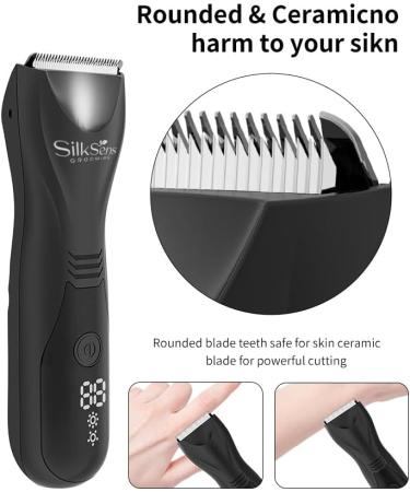 SilkSens Body Trimmer & Men's Sensitive Area Razor - Waterproof Charge Ratio Display Luminous for Comfort - Buy Online on GoSupps.com