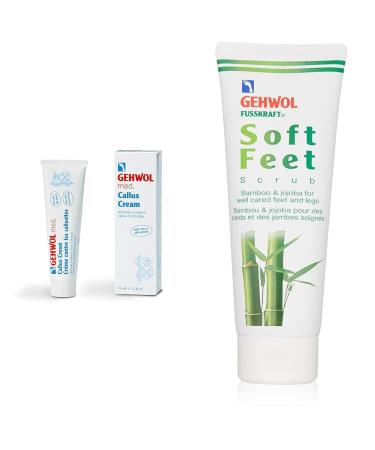 Gehwol Med Callus Cream 75 milliliters & Fusskraft Soft Feet Scrub Bamboo and Jojoba 125 ml.