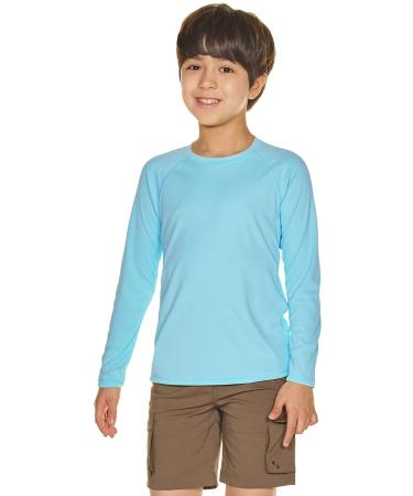 CQR Kids Youth UPF 50+ Sun Shirts, Dry Fit Long Sleeve T Shirt, UV Sun Protection Fishing Shirts, Athletic Sports Tee Long Sleeve Uv Sun Shirt Ocean 14