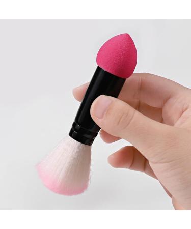 FOMIYES 2 in 1 Makeup Brush Dual-Ended Cosmetic Brush with Sponge Puff and Loose Powder Brush for Foundation Concealer Eyeshadow Blush - Buy Online on GoSupps.com