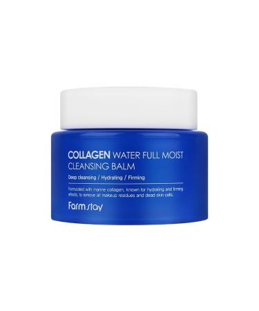 FARMSTAY Collagen Water Full Moist Cleansing Balm 3.21 fl oz/ 95ml | Korean skin care - Cleanser with Marine Collagen for Hydrating Firming Makeup Remover Balm to Oil Double Cleanse Face Wash