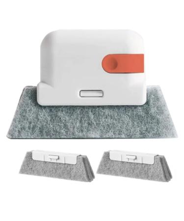 Ficher Orange-Window Cleaning Brush Windowsill Groove Deadend Cabinet Crevice Brush with Replace Head Household Cleaning Tools Durable Easy to Use