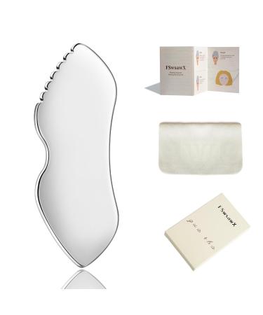 Stainless Steel Gua Sha Facial Tools Face Comb & Massager Metal Gua sha Tool for Blood Circulation & Lymphatic Drainage Body and Face Gua Sha Stone for Tighten Skin Stainless 2