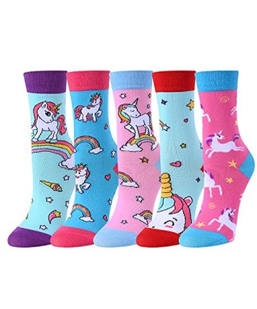 Zmart Girls Socks Funny Kids Socks Unicorn Socks Mermaid Animal Socks Girls Cute Gifts 2-15 Years Unicorn Socks 5-8 Years