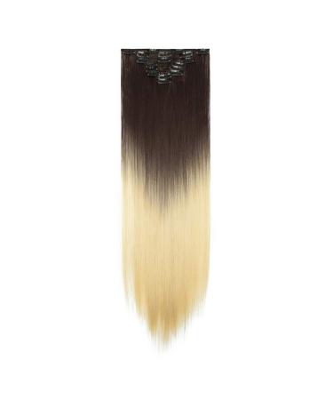 S-noilite clip in Extensions hair extension smooth 8 Part Set 18 Clips 8PCs full of heads like real hair 66cm dark brown to honeyblond 66 cm dark brown to honey blonde