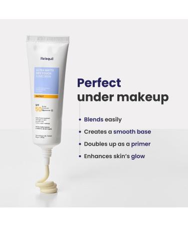 Requil's Ultra Matte Sunscreen SPF 50 PA++++ Water Resistant Non-Greasy No White Cast Non-Comedogenic Formula for All Skin Types 50g - Buy Online on GoSupps.com