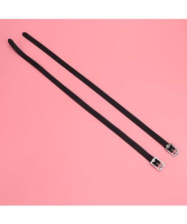 Cerlingwee Double Layer Leather Spur Straps - 50cm Black | Stainless Steel Buckle | Horse Tool Accessories - Buy Online on GoSupps.com