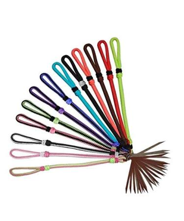Showman Braided Nylon Quirt Wrist Loop w/Leather Popper Black/White