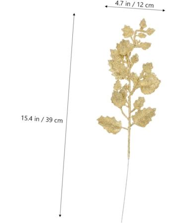 HOMSFOU 10pcs Simulated Leaves Christmas Leaves Stems Leaves Picks for Autumn DIY Craft Xmas Wreath Artificial Branches Bay Leaf Plant Christmas Garland Christmas Tree Glitter Powder Spray Golden 39x12cm - Buy Online on GoSupps.com
