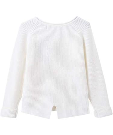 SMILING PINKER Toddler Girls Knit Cardigan - Soft Warm Sweater with Pockets - Size 4 Years (White) - Buy Online on GoSupps.com