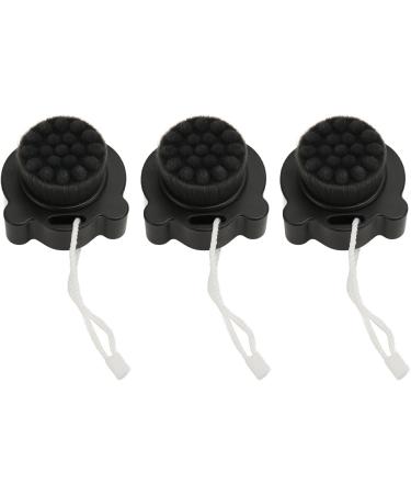 Facial Cleansing Brush Exfoliating Face Scrubber Ergonomic Handle Silicone for Daily (Black) - Buy Online on GoSupps.com