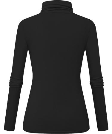 Herou Women's Long Sleeve Turtleneck Slim Fit Casual Active Top - Black, Medium - Buy Online on GoSupps.com