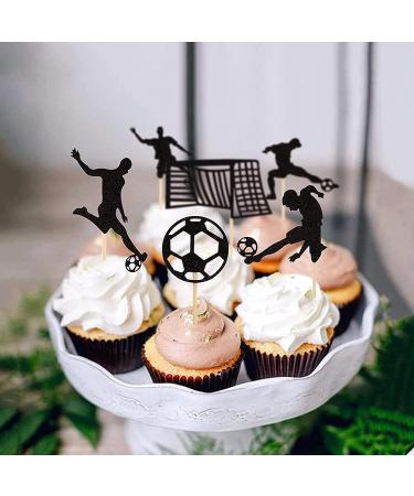 UXYOKM 24Pcs Football Cupcake Toppers Black Glitter Football Players Sport Soccer Cupcake Picks Baby Shower Birthday Sports Theme Party Cake Decorations Supplies - Buy Online on GoSupps.com