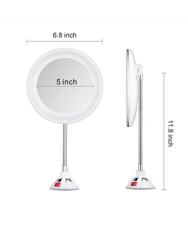 TOP4EVER Flexible 10X Magnifying LED Lighted Vanity Mirror | Power Locking Suction Cup | 360 Swivel | Portable Bathroom Mirror 6.8x11.8 Inch - Buy Online on GoSupps.com