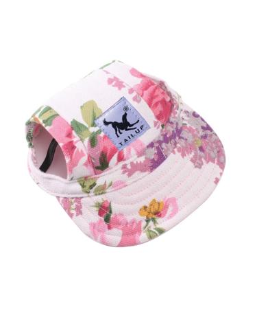Bbeart pet hat leisure visier pet hat baseball sun hat sports cap with ear holes and chin straps for medium-sized dogs large dogs (L flower) L (pack of 1) flower
