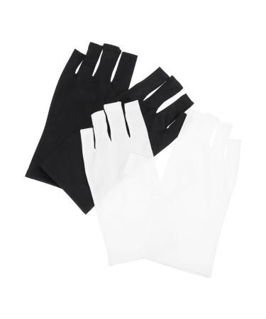 minkissy 2 Pairs Gloves Nail Dryers Nail Art Accessories Nail Polish Dryer Nail Lamp Dryer Gloves Fingerless Anti Uv Glove Nail Uv Shield Gloves Anti-uv Gloves Uv Hand Gloves