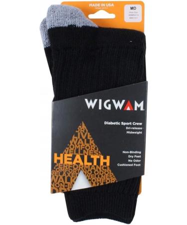 Wigwam Diabetic Sport Crew F1363 Sock - Medium Black | Comfortable and Supportive - Buy Online on GoSupps.com