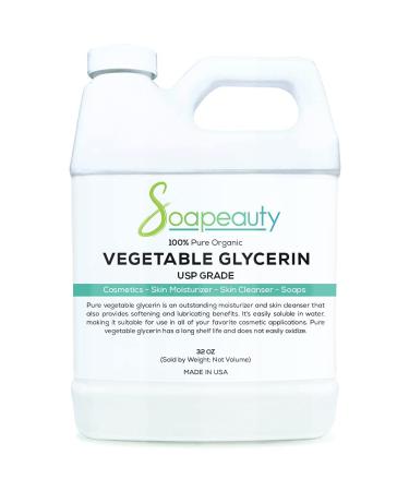 VEGETABLE GLYCERIN Organic USP Grade Non-GMO Natural | Cosmetic Products  Skin  Hair Care  Soap Making  Household Uses | Soapeauty | 32 oz 2 Pound (Pack of 1)