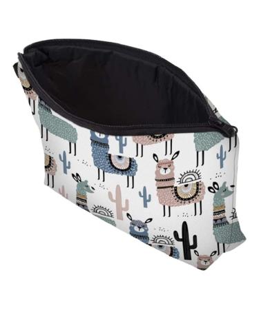 Minkissy handbag animal lama cosmetics pocket alpaca cultural bag 22x18cm portable trip waterproof pencils brush stationery organizer bag women handbag