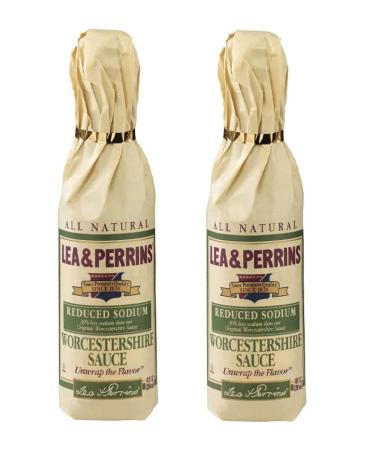 Lea & Perrins Reduced Sodium Worcestershire Sauce Set - by Edge Collections | (2) 10 Ounce Bottles | Gluten Free, Low Sodium, and Only 5 Calories per Serving!