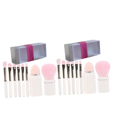Beaupretty 2 Sets Makeup Brush Set Professional Makeup Brush Brow Brush Make up Sponge Make up for Face Eye Brush for Makeup Portable Brush Eye Shadow Travel Plastic