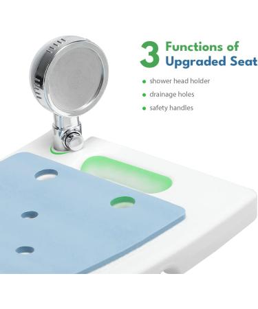 Auitoa Shower Stool with Holder & Handles | Tool-Free Assembly Adjustable Seat for Seniors, Elderly, Handicapped, Pregnant | 350lbs Capacity - Buy Online on GoSupps.com